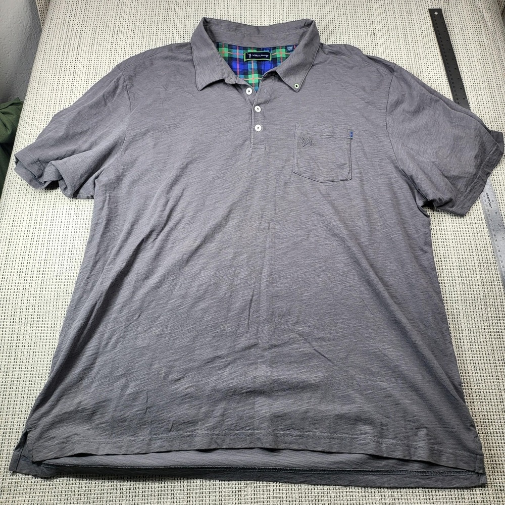 William Murray Polo Shirt Mens 3XL Gray Slub Pocket Knit Golf Short Sleeve
